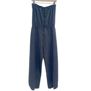Anthropologie‎ Drew Women's Black Strapless Jumpsuit with Fold Over Legs,  sz M
